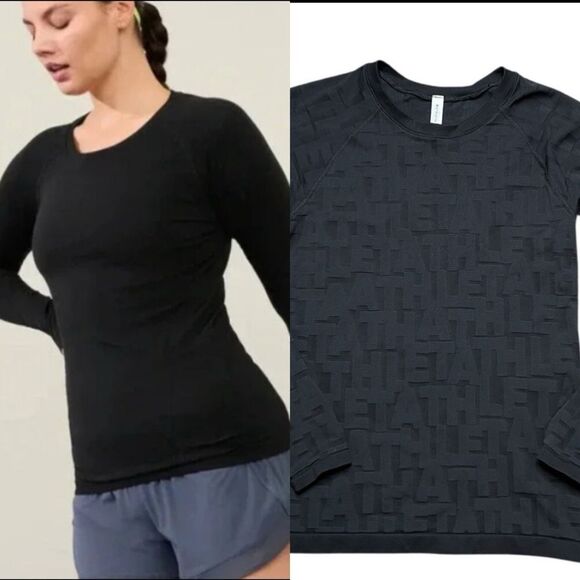 Athleta Black Momentum Top Black Logo Size Small - Picture 1 of 6